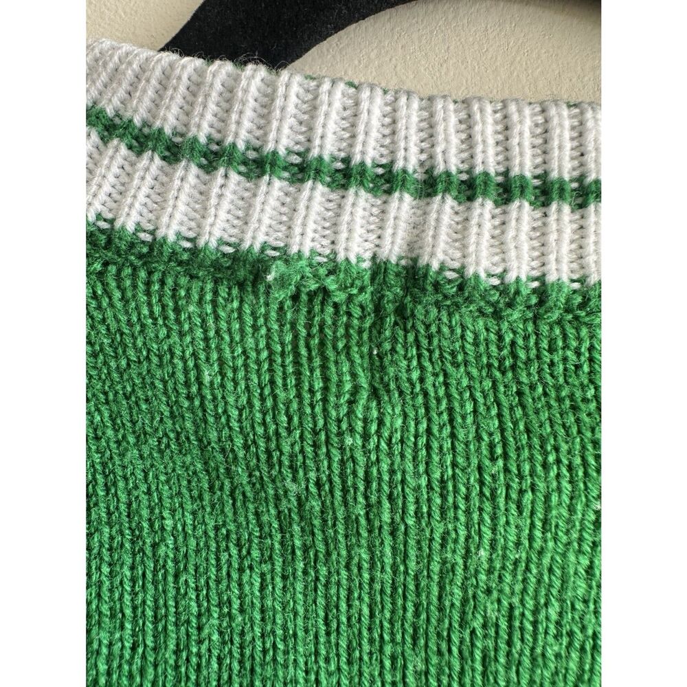 Vintage 80s Izod Lacoste Cable Knit Tennis Sweater Green Collegiate Small XS - Picture 9 of 12